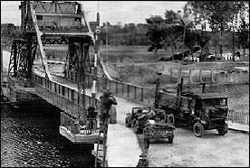 Pegasus Bridge under Allied control with a Horsa Glider in the background